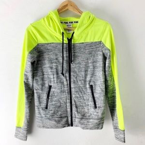 Pink VS Neon Yellow Zip Up Hoodie XS